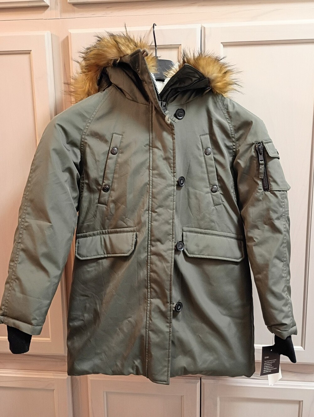 NWT S13 New York Girls Eskimo Parka Military Green Size 12